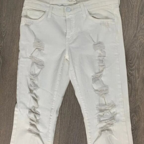 Current Elliott the Fling White Tattered Jeans Straight leg Boyfriend Size 26 - Picture 8 of 13